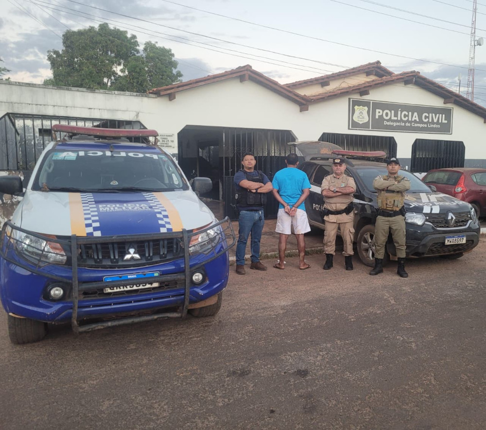 Homem é preso em Campos Lindos após ferir mulher com facão durante tentativa de agressão