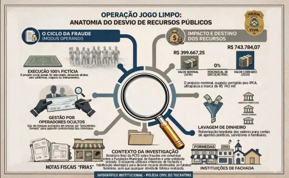 Esquema desviou recursos que deveriam ter sido usados para fomentar futebol feminino - SSP/Governo do Tocantins